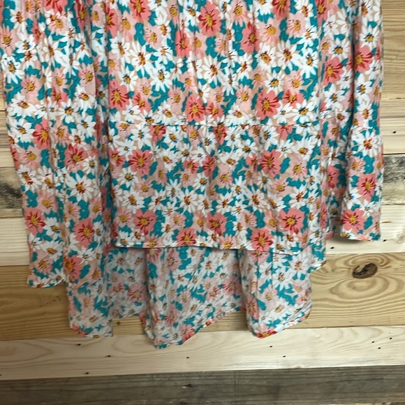 ePretty Size XL White and Pink Floral High-low Tier Lightweight Flowy Midi Skirt - Picture 4 of 9